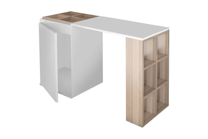 Kirjoituspöytä Pangler 120 cm Säilytyksellä Hyllyt+kaappi - Valkoinen - Huonekalut - Pöytä & ruokailuryhmä - Työpöytä - Kirjoituspöytä