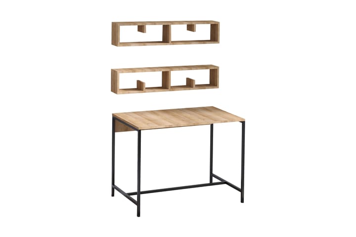 Kirjoituspöytä Pennyson 100 cm Säilytyksellä Seinähyllyt - Luonnonväri/Musta - Huonekalut - Pöydät & ruokailuryhmät - Työpöytä - Kirjoituspöytä