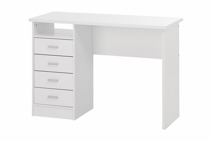 Kirjoituspöytä Praxia 110 cm Säilytyksellä laatikot+Hylly - Valkoinen - Huonekalut - Pöydät & ruokailuryhmät - Työpöytä - Kirjoituspöytä