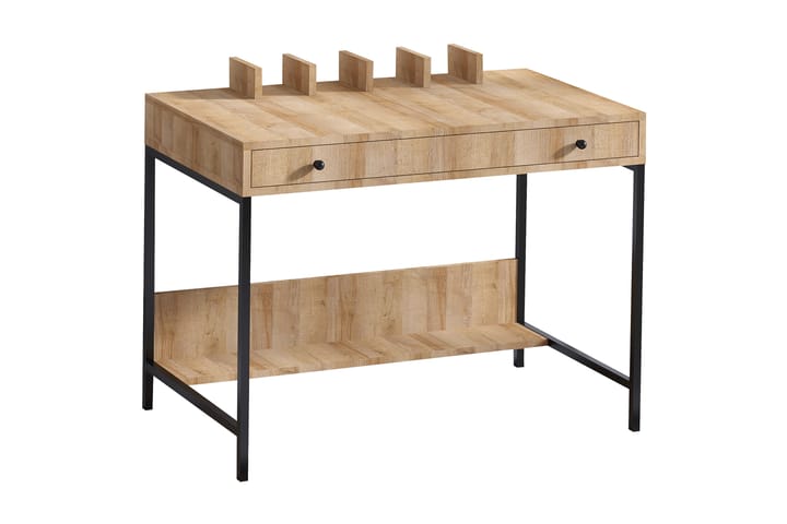 Kirjoituspöytä Rexina 100 cm Säilytyksellä Hyllyt+Laatikko - Luonnonväri/Musta - Huonekalut - Pöytä & ruokailuryhmä - Työpöytä - Kirjoituspöytä