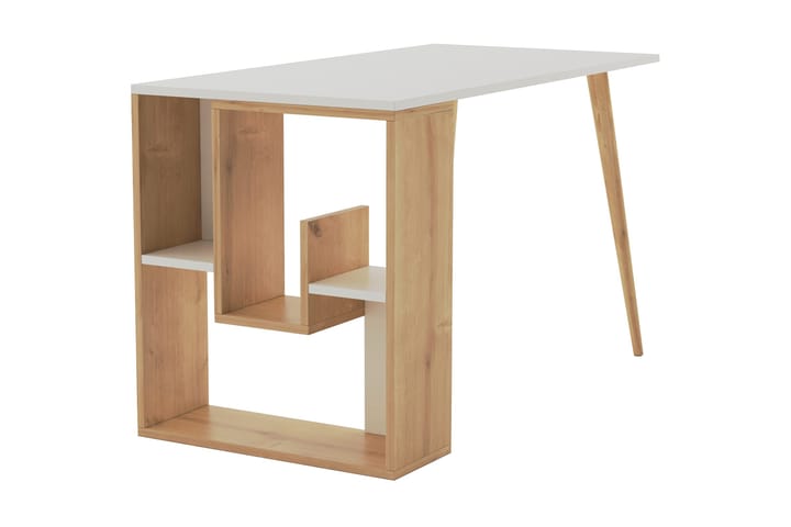 Kirjoituspöytä Rodger 120x72,8x120 cm Säilytyksellä - Valkoinen - Huonekalut - Pöydät & ruokailuryhmät - Työpöytä - Kirjoituspöytä
