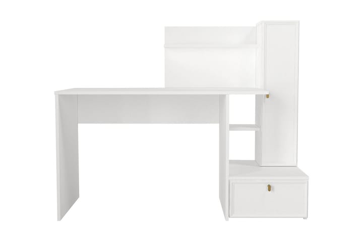 Kirjoituspöytä Shellon 143 cm Säilytyksellä Hyllyt+kaappi - Valkoinen - Huonekalut - Pöytä & ruokailuryhmä - Työpöytä - Kirjoituspöytä