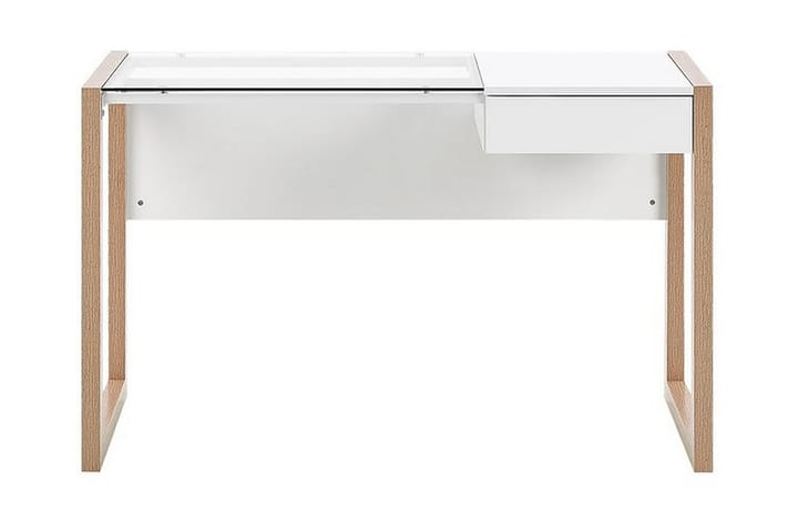 Kirjoituspöytä Skiatook 120 cm Säilytyksellä Laatikko - Valkoinen/Vaalea puu - Huonekalut - Pöydät & ruokailuryhmät - Työpöytä - Kirjoituspöytä - Kulmakirjoituspöytä