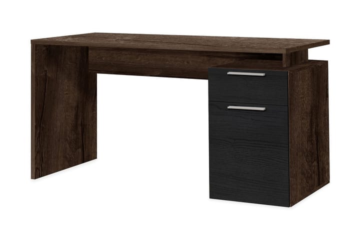 Kirjoituspöytä Skirbeck 140 cm Säilytyksellä Laatikko+kaappi - Ruskea/Musta - Huonekalut - Pöytä & ruokailuryhmä - Työpöytä - Kirjoituspöytä - Kulmakirjoituspöytä