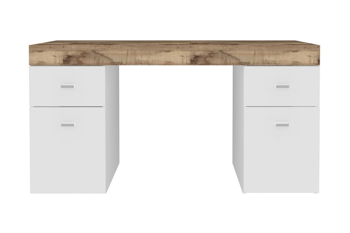 Kirjoituspöytä Slindera 130 cm säilytyksellä 2 laatikkoa+2 o - Luonnonväri/Valk Korkeakiilto - Huonekalut - Pöytä & ruokailuryhmä - Työpöytä - Kirjoituspöytä