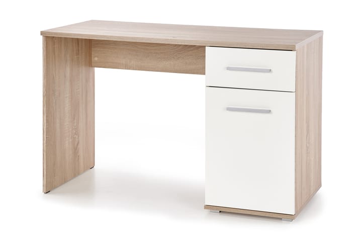 Kirjoituspöytä Tarica 120 cm Säilytyksellä Hylly+kaappi - Valkoinen/Tammenväri - Huonekalut - Pöytä & ruokailuryhmä - Työpöytä - Kirjoituspöytä