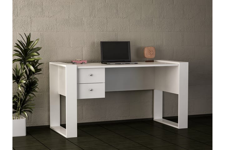 Kirjoituspöytä Tejmon 158 cm Säilytyksellä laatikot - Valkoinen - Huonekalut - Pöydät & ruokailuryhmät - Työpöytä - Kirjoituspöytä