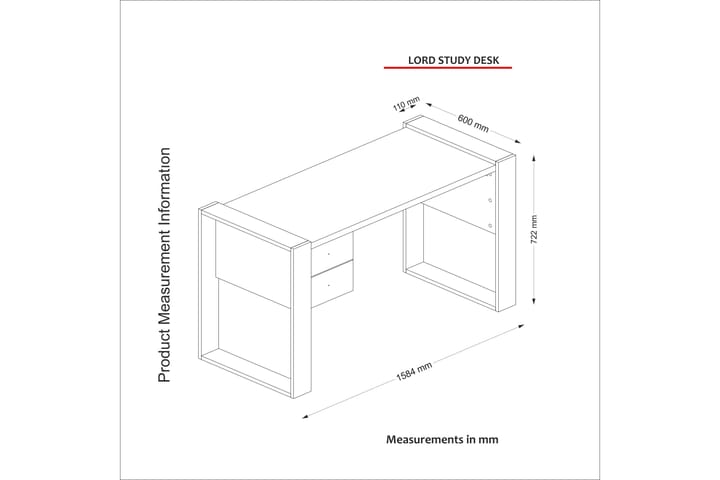 Kirjoituspöytä Tejmon 158 cm Säilytyksellä laatikot - Valkoinen - Huonekalut - Pöydät & ruokailuryhmät - Työpöytä - Kirjoituspöytä