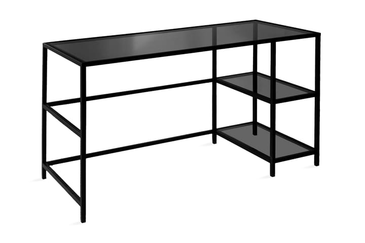 Kirjoituspöytä Vallsbo 130 cm Säilytyksellä 2 hyllyä - Lasi/Savunvärinen/Musta - Huonekalut - Pöytä & ruokailuryhmä - Työpöytä - Kirjoituspöytä