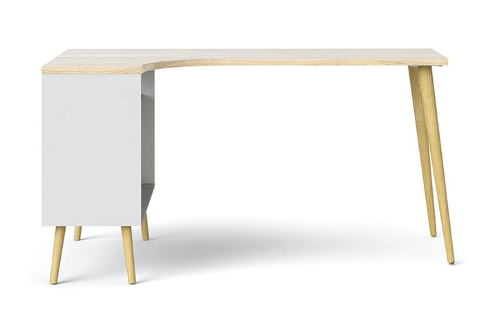 Kirjoituspöytä Vasiliki 145 cm Säilytyksellä laatikot+hyllyt - Valkoinen/Luonnonväri - Huonekalut - Pöydät & ruokailuryhmät - Työpöytä - Kirjoituspöytä
