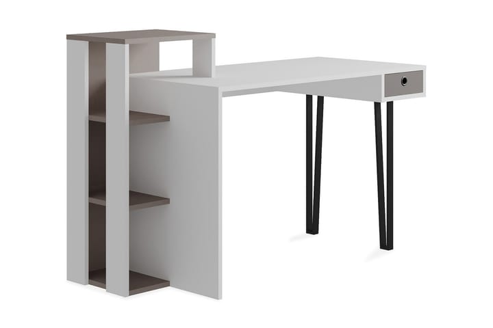 Kirjoituspöytä Vivunki 128 cm Säilytys Laatikko+3 hyllyä - Valkoinen - Huonekalut - Pöytä & ruokailuryhmä - Työpöytä - Kirjoituspöytä