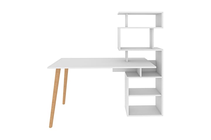 Kirjoituspöytä Zakkum 55x146,4x133 cm Säilytyksellä - Valkoinen - Huonekalut - Pöytä & ruokailuryhmä - Työpöytä - Kirjoituspöytä