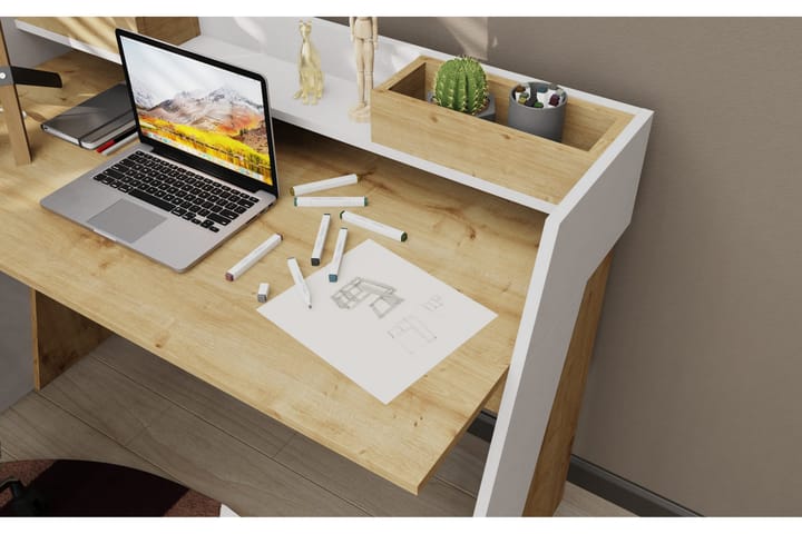 Kirjoituspöytä Zakkum 59,6x93,4x123,6 cm Säilytyksellä - Tammi - Huonekalut - Pöytä & ruokailuryhmä - Työpöytä - Kirjoituspöytä