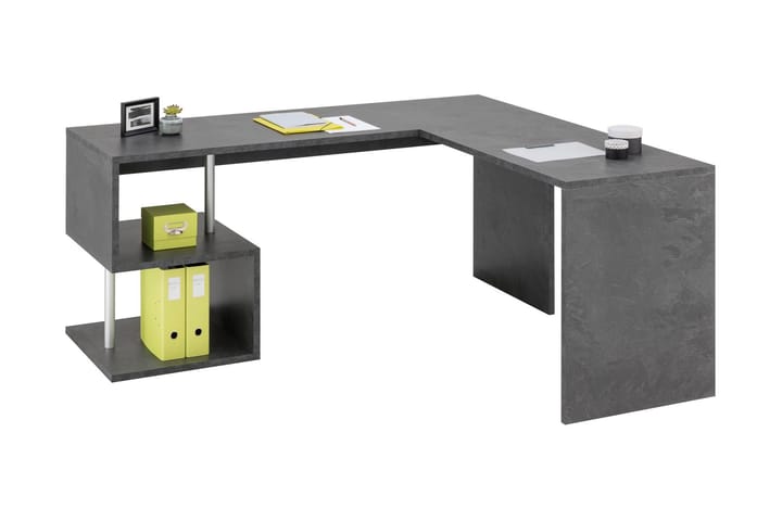 Kulmakirjoituspöytä Esino 160 cm säilytyksellä Hyllyt - Musta - Huonekalut - Pöytä & ruokailuryhmä - Työpöytä - Kirjoituspöytä