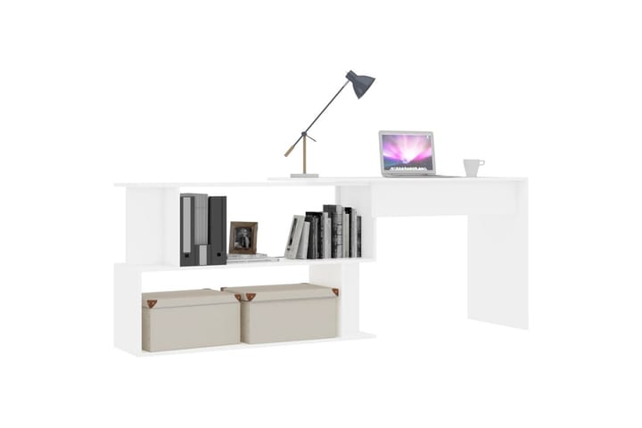 Kulmapöytä valkoinen 200x50x76 cm lastulevy - Valkoinen - Huonekalut - Pöytä & ruokailuryhmä - Työpöytä - Kirjoituspöytä