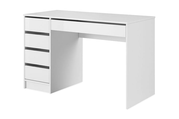 Moon Kirjoituspöytä 120 cm Säilytyksellä 5 laatikkoa - Valk/Valkoinen Korkeakiilto - Huonekalut - Pöytä & ruokailuryhmä - Työpöytä - Kirjoituspöytä