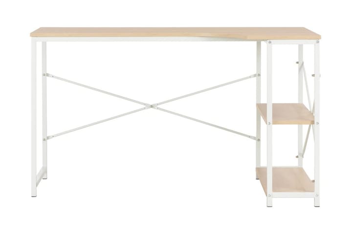 Tietokonepöytä 120x72x70 cm valkoinen ja tammi - Valkoinen - Huonekalut - Pöydät & ruokailuryhmät - Työpöytä - Kirjoituspöytä
