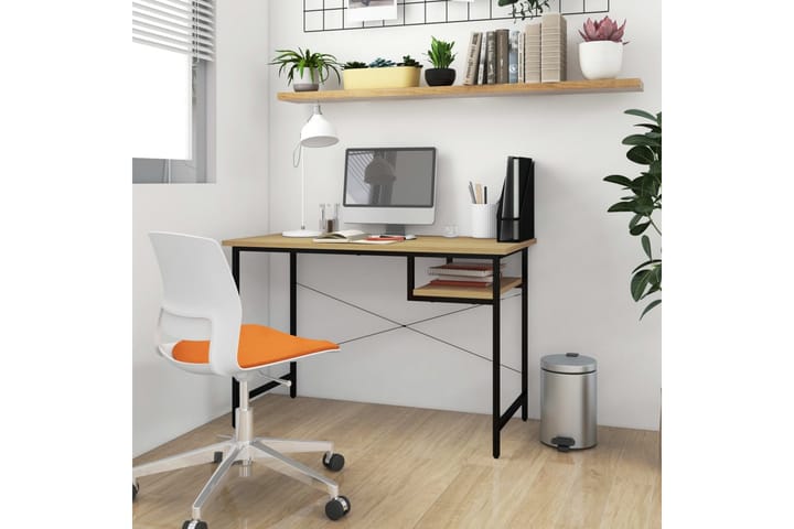 Tietokonepöytä musta ja vaalea tammi 105x55x72 cm - Huonekalut - Pöytä & ruokailuryhmä - Työpöytä - Kirjoituspöytä