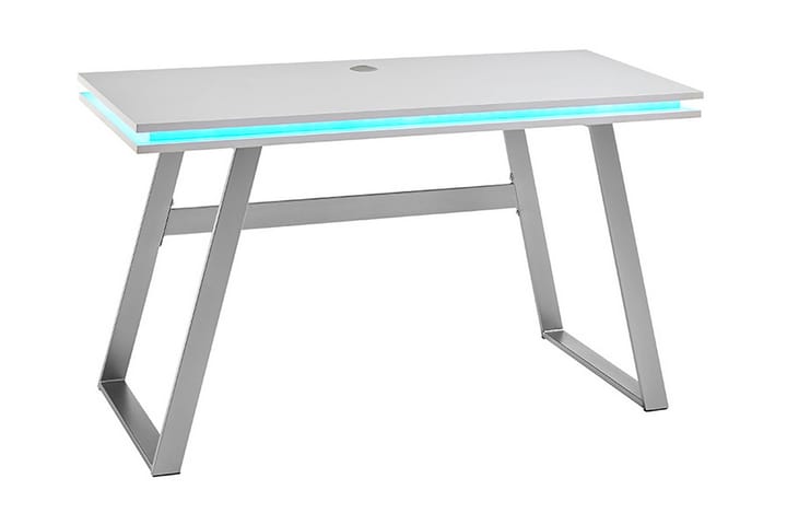 Tietokonepöytä Nuevos 140 cm med LED+USB - Valkoinen/Metalli - Huonekalut - Pöydät & ruokailuryhmät - Työpöytä - Kirjoituspöytä - Kulmakirjoituspöytä