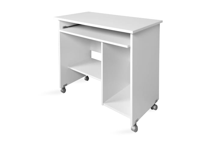 Tietokonepöytä Rosales 90 cm Säilytyksellä pyörillä - Valkoinen - Huonekalut - Pöydät & ruokailuryhmät - Työpöytä - Kirjoituspöytä