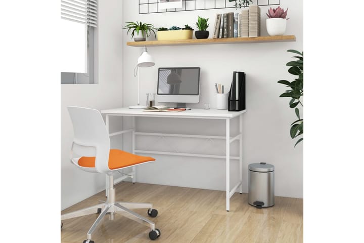 Tietokonepöytä valkoinen 105x55x72 cm MDF/metalli - Huonekalut - Pöytä & ruokailuryhmä - Työpöytä - Kirjoituspöytä