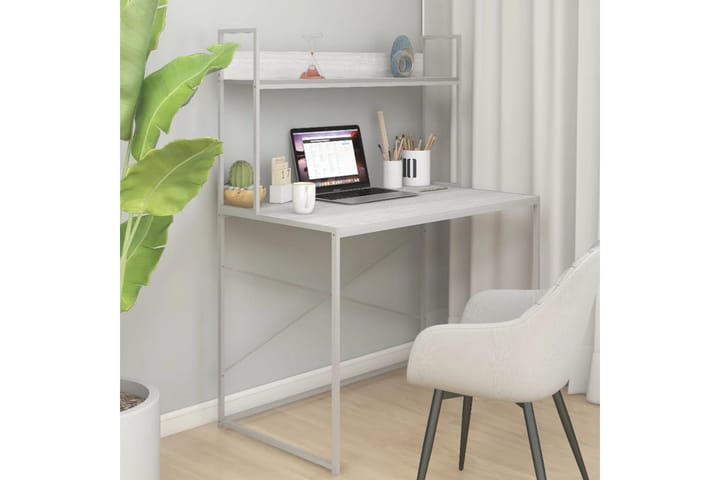 Tietokonepöytä valkoinen 110x60x138 cm lastulevy - Valkoinen - Huonekalut - Pöytä & ruokailuryhmä - Työpöytä - Kirjoituspöytä