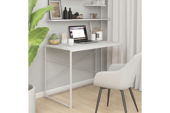 Tietokonepöytä valkoinen 110x60x70 cm lastulevy - Valkoinen - Huonekalut - Pöytä & ruokailuryhmä - Työpöytä - Kirjoituspöytä