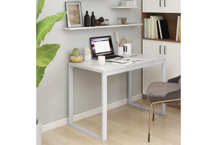 Tietokonepöytä valkoinen 110x60x73 cm lastulevy - Valkoinen - Huonekalut - Pöytä & ruokailuryhmä - Työpöytä - Kirjoituspöytä