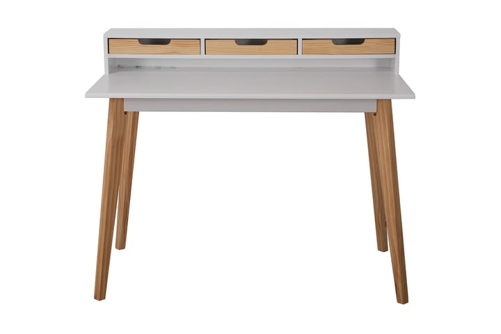 Tietokonepöytä Wulfen 110 cm Säilytyksellä 3 laatikkoa - Puu/Valkoinen - Huonekalut - Pöytä & ruokailuryhmä - Työpöytä - Kirjoituspöytä