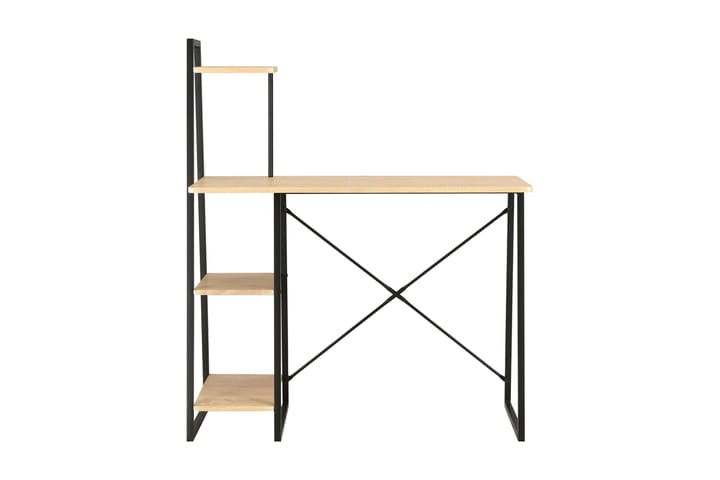 Työpöytä hyllyillä musta ja tammi 102x50x117 cm - Ruskea - Huonekalut - Pöytä & ruokailuryhmä - Työpöytä - Kirjoituspöytä