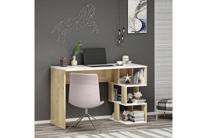 Työpöytä Myle 110 cm - Valkoinen/Luonnonväri - Huonekalut - Pöydät & ruokailuryhmät - Työpöytä - Kirjoituspöytä