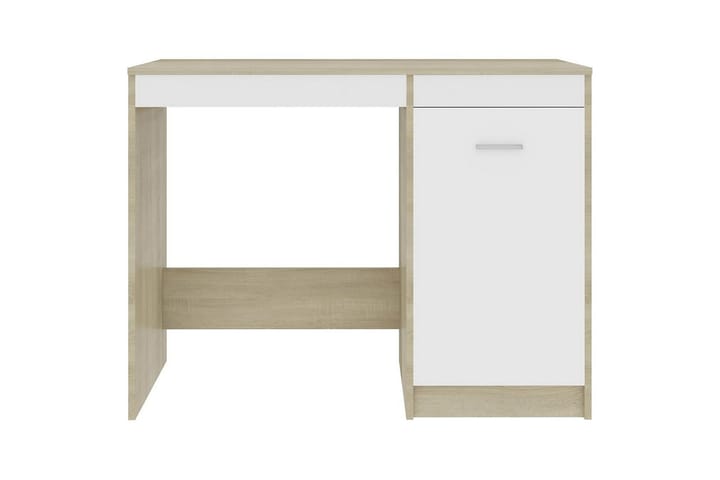 Työpöytä valkoinen ja Sonoma-tammi 100x50x76 cm lastulevy - Beige - Huonekalut - Pöydät & ruokailuryhmät - Työpöytä - Kirjoituspöytä