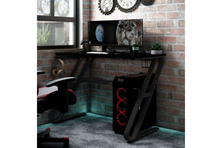 Pelipöytä ZZ-muotoisilla jaloilla musta 110x60x75 cm - Huonekalut - Pöydät & ruokailuryhmät - Työpöytä - Pelipöytä