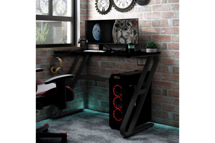 Pelipöytä ZZ-muotoisilla jaloilla musta 90x60x75 cm - Huonekalut - Pöydät & ruokailuryhmät - Työpöytä - Pelipöytä