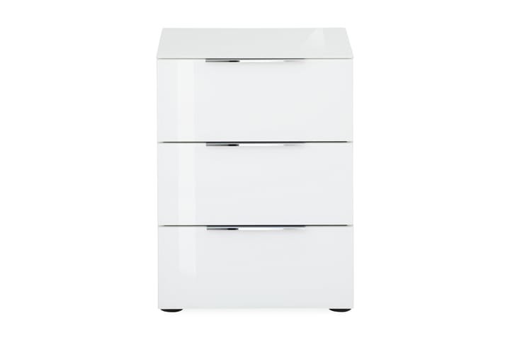 Yöpöytä Monreal 45,1x60,3 cm 3 laatikkoa - Matta Valkoinen/Valkoinen Lasi - Huonekalut - Säilytys - Säilytyskaapit
