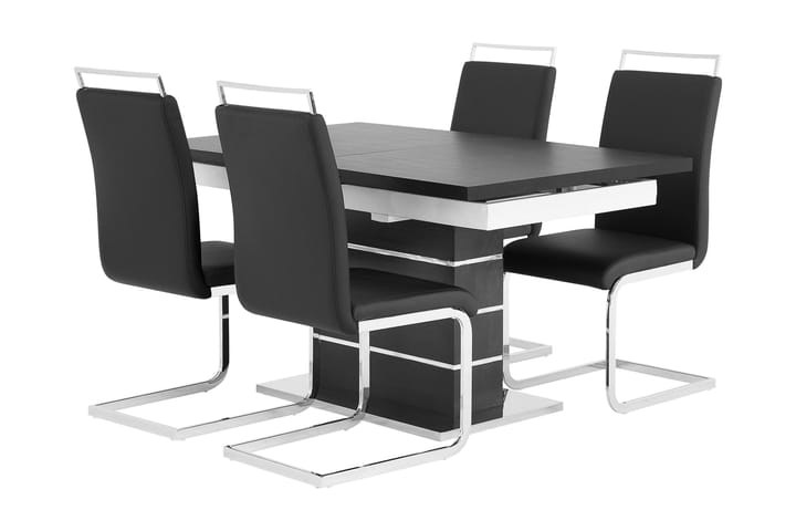 Pöytä Mueller 140 Musta/Valk + 4 Robledo tuolia Musta - Huonekalut - Ruokailuryhmät - Kulmikas ruokailuryhmä