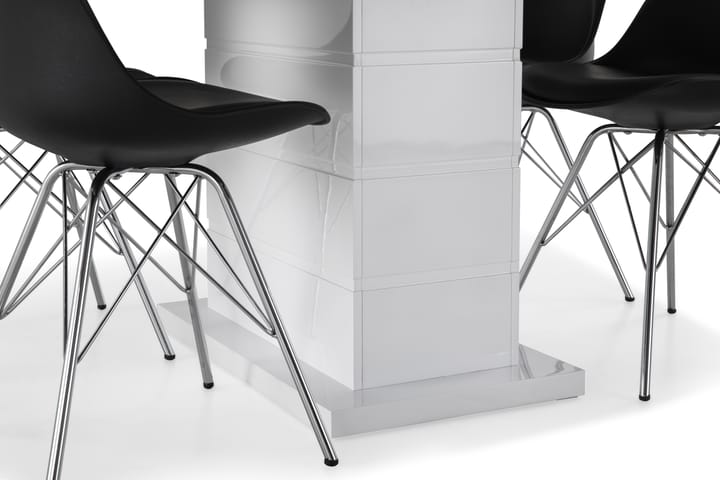 Ruokailuryhmä Griffith 120x40 cm Valkoinen/Musta/Kromi - 4  Scale tuolia - Huonekalut - Ruokailuryhmät - Kulmikas ruokailuryhmä