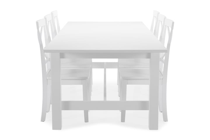 Ruokapöytä Isadora + 6 Nadica tuolia - Valkoinen - Huonekalut - Ruokailuryhmät - Kulmikas ruokailuryhmä