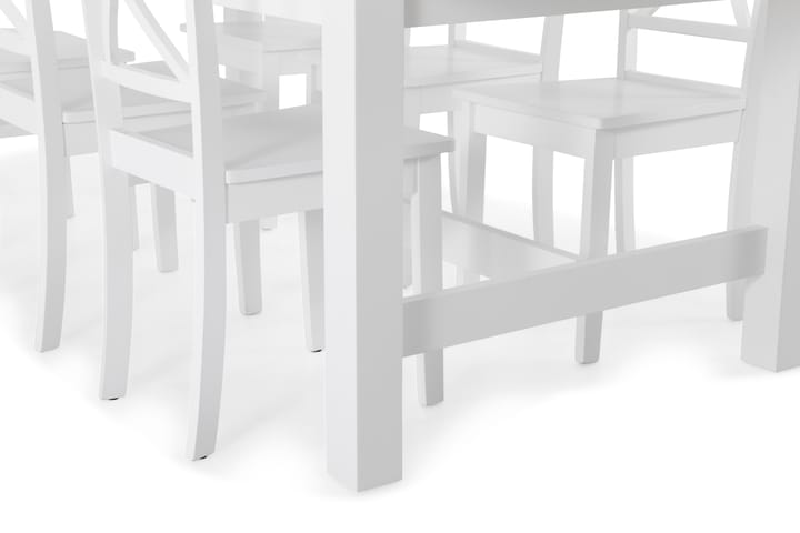 Ruokapöytä Isadora + 6 Nadica tuolia - Valkoinen - Huonekalut - Ruokailuryhmät - Kulmikas ruokailuryhmä