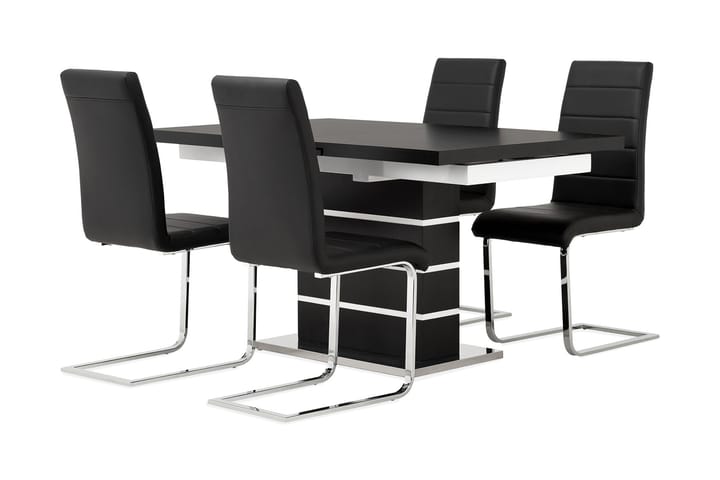 SUNNE Pöytä 140 Musta/valk + 4 EMÅN tuolia Musta