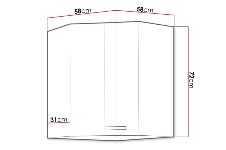 Rose Seinäkulmakaappi 59x31x71,5 cm - Huonekalut - Säilytys - Kulmakaapit