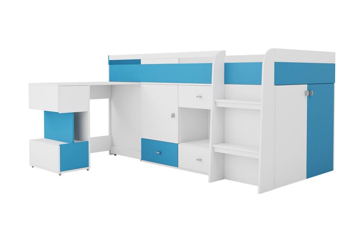 Parvisänky Ridino 116x205 cm + Kirjoituspöytä - Valkoinen/Sininen/Vihreä - Huonekalut - Sängyt - Kerrossängyt