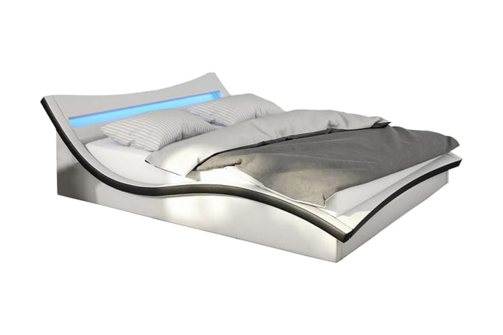 Sänky 140 x 200cm LED Keinonahka - Huonekalut - Sängyt - Runkopatjasängyt
