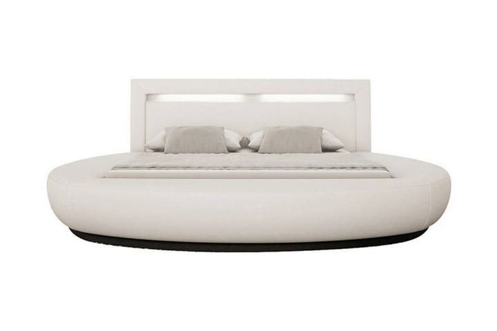 Sänky 140x200 cm LED Valkoinen Keinonahka - Huonekalut - Sänky - Parisänky
