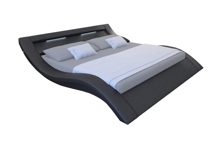 Sänky Gonner LED-valaistus 140x200 cm - Musta - Huonekalut - Sängyt - Runkopatjasängyt