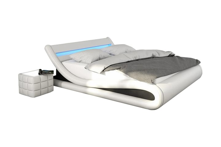 Sänky Patresa LED-valaistus 140x200 cm - Valkoinen/Musta - Huonekalut - Sänky - Runkopatjasängyt