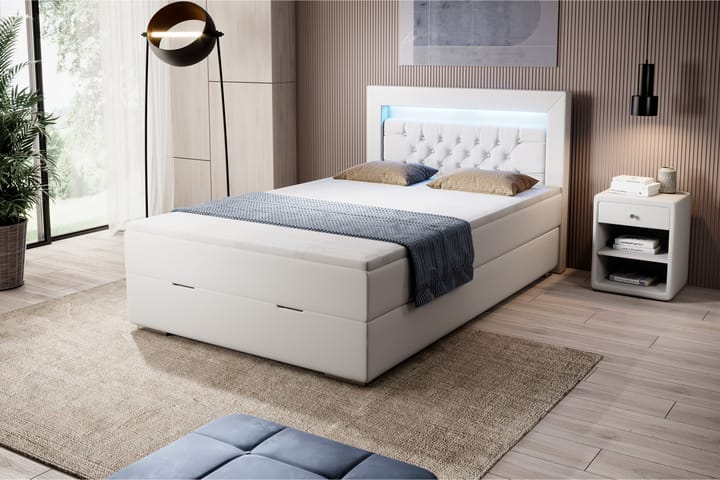 Sänkypaketti Celio 120x200 Varastoinnilla - Valkoinen - Huonekalut - Sänky - Sängyt säilytystilalla