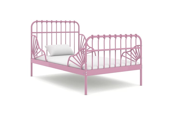 Jatkettava sängynrunko pinkki metalli 80x130/200 cm - Huonekalut - Sänky - Sänkykehikot & sängynrungot