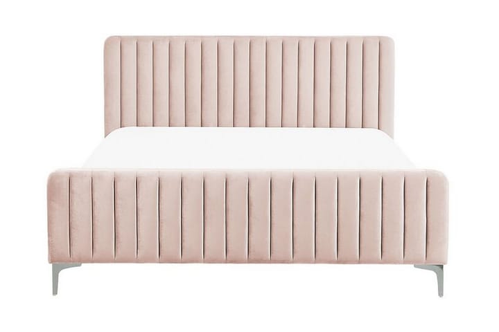 Parisänky 160 x 200 cm Sametti Roosa LUNAN - Vaaleanpunainen - Huonekalut - Sänky - Sänkykehikot & sängynrungot