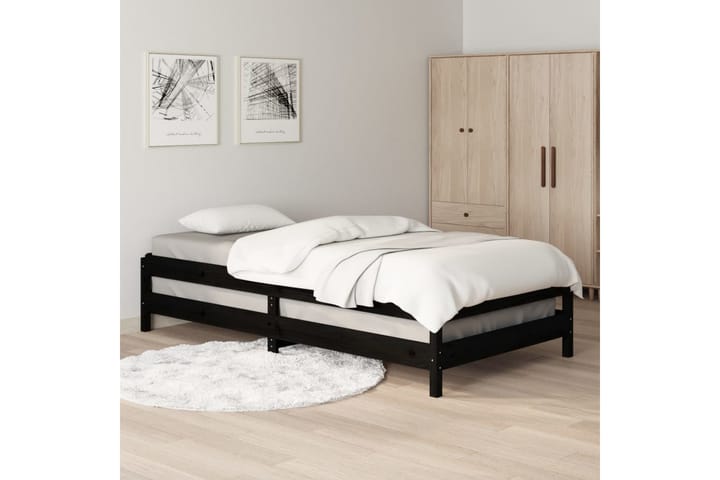 Pinottava sänky musta 100x200 cm täysi mänty - Musta - Huonekalut - Sänky - Sänkykehikot & sängynrungot